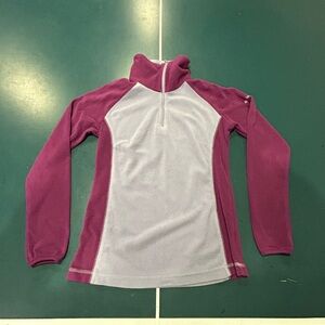 Pink and Light Gray Half-Zip Fleece Pullover